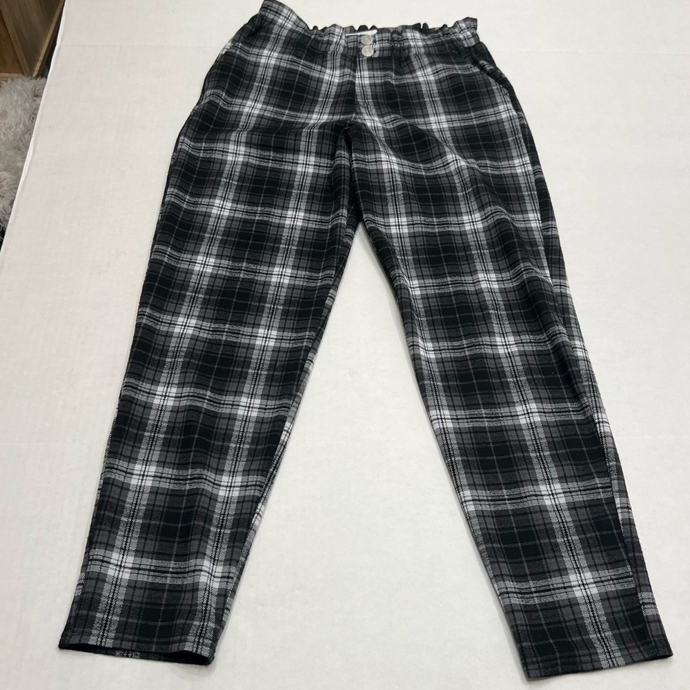 Abercrombie Kids Youth Girls Pull On Black and White Plaid Pants Size 13/14